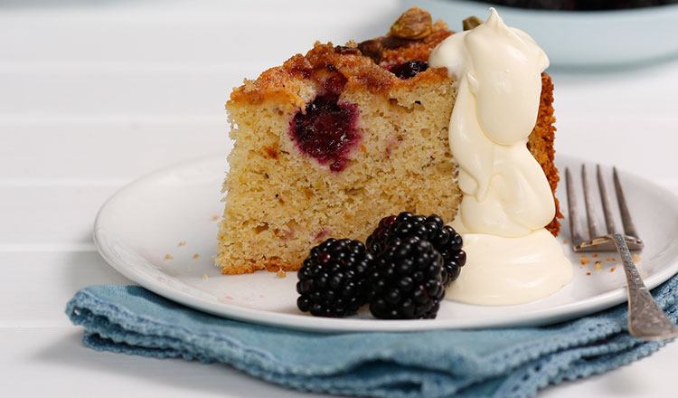 Blackberry, Yogurt & Pistachio Cake