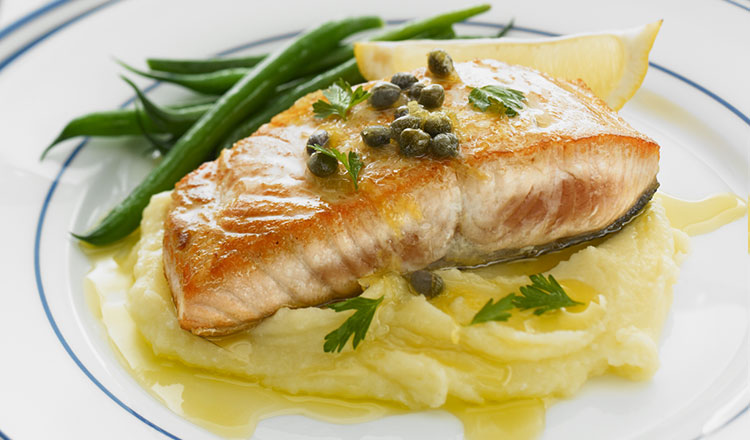 Salmon On Garlic Mash