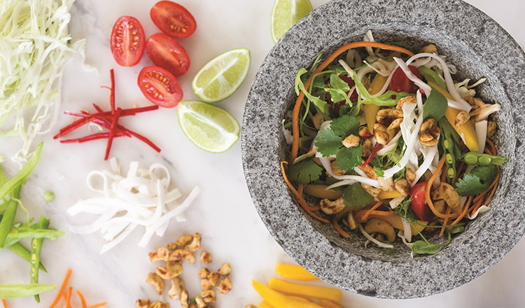 Pad Thai With Coconut Noodles, Spicy Almond & Cashew Sauce