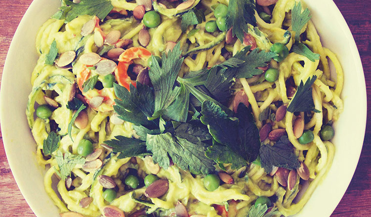 Courgette Noodles With Avocado Pesto