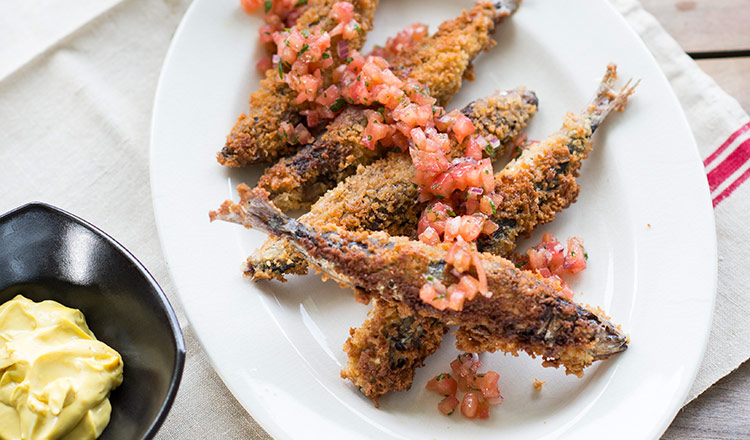 Crumbed Sardines With Smoky Relish