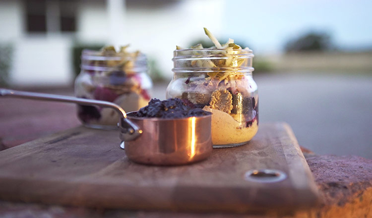 Breakfast Jar With Blueberry Compote & Cinnamon Yoghurt