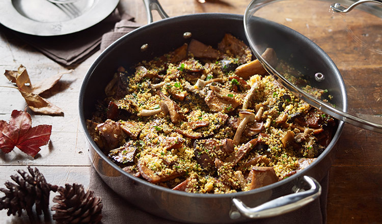 Guillaume Brahimi's Selection Of Mushrooms With Brioche Crumbs & Balsamic