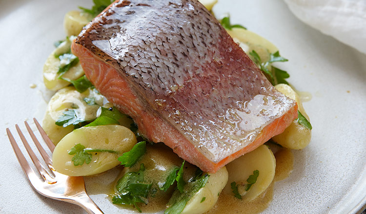 Olive Oil-Poached Ocean Trout With Kipfler Potatoes