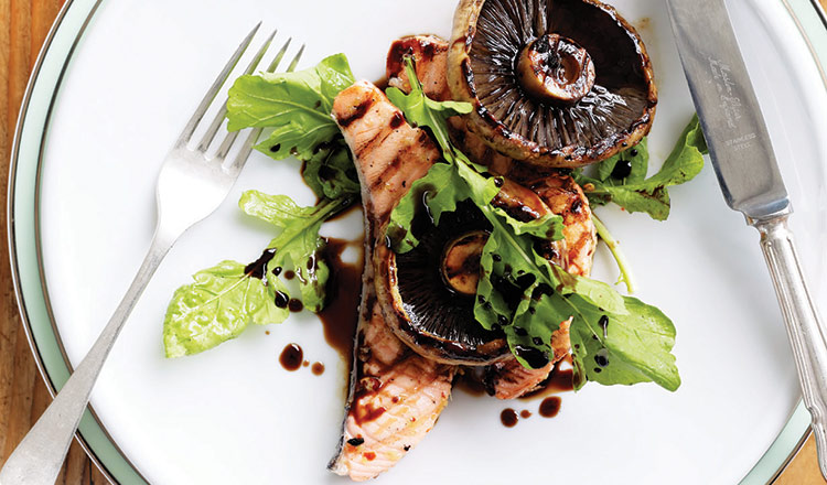 Mushrooms with Seared Salmon