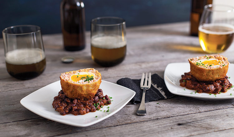 Ham Hock Scotch Egg & Black Baked Beans