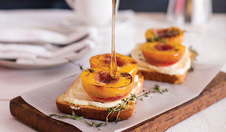 Roasted Peaches & Mascarpone On Toasted Brioche