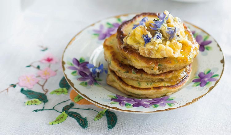 Sorrel & Dandelion Petal Drop Scones With Borage Butter