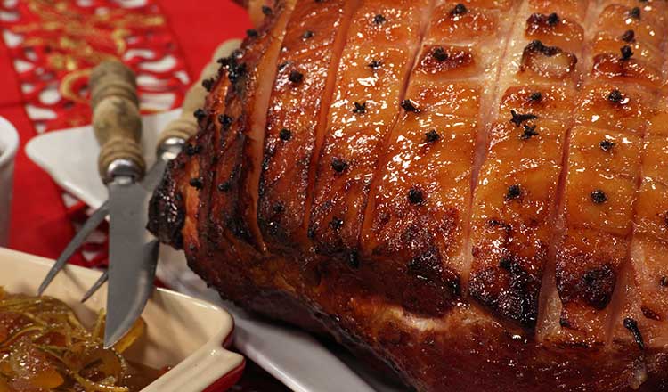 Honey Glazed Ham With Mustard Fruits & Cranberry Relish