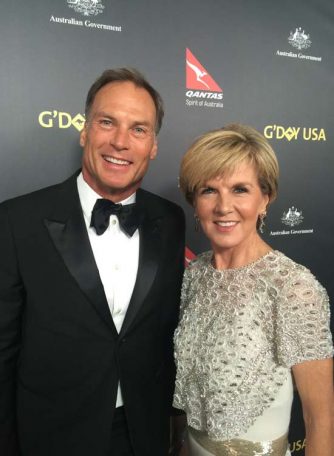 Julie Bishop's Red Carpet Report From G'Day USA\Julie Bishop and her partner , David Panton at G'Day USA