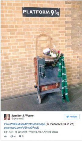 Harry Potter Fans Pay Tribute To Alan Rickman At Platform 9 3/4