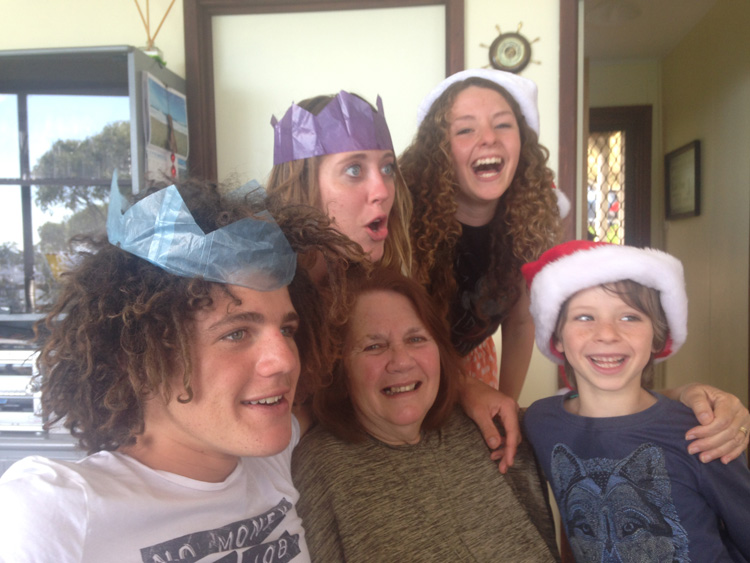 "My Mum with some of the grandkids at the house at Wye River last Christmas (2014)."