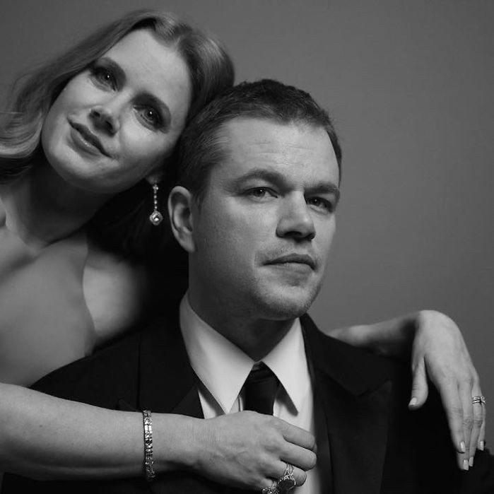 Backstage Golden Globes Amy Adams Matt Damon