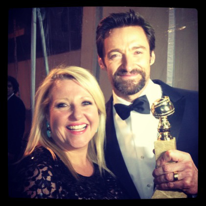 "Partying with Hugh Jackman after he won his best actor Golden Globe for LES Miserables." 