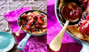 Gluten-free Oven-baked Peach & Berry Pancake