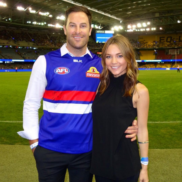 Sam and Sash at the football stadium