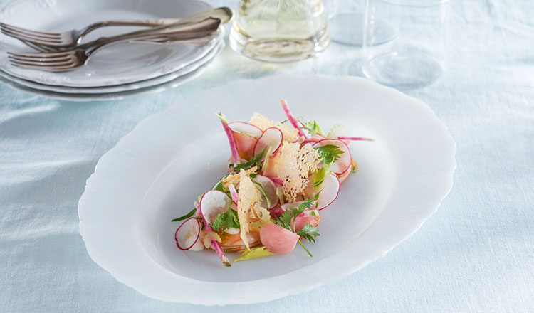 Eat & Cruise Around The World With Curtis Stone: Shrimp Salad with Lemon Gel, Citrus Salt & Brioche