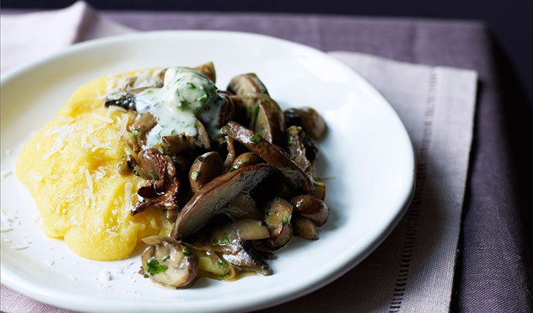 Vegetarian Mushroom, Mascarpone & Polenta Bake