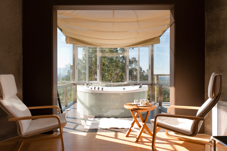 The beautiful bath at Harmony Hill Organic Spa In Tasmania