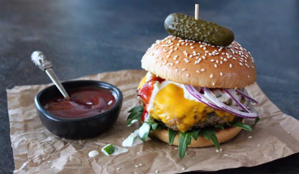 Rosemary Lamb Burger, American Cheese & Cucumber Mayo