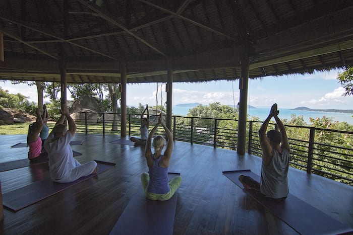 Yoga class beach front