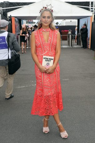 Stephanie Smith poses in The Birdcage on Melbourne Cup Day at Flemington Racecourse on November 1, 2016 in Melbourne, Australia. (Photo by Scott Barbour/Getty Images)