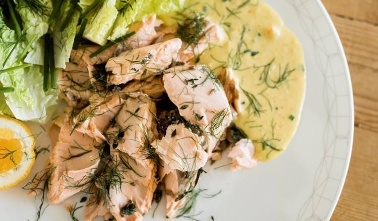 Salmon with homemade saffron aioli