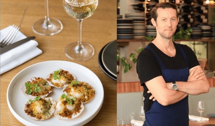 Baked Queen Scallops, Cauliflower, Brioche and Herb Crust