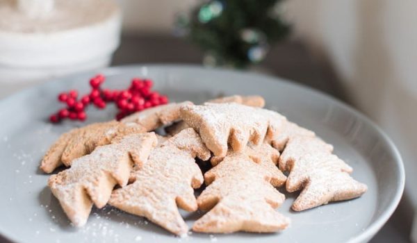 Oat, Raspberry And Coconut Christmas Tree Cookies