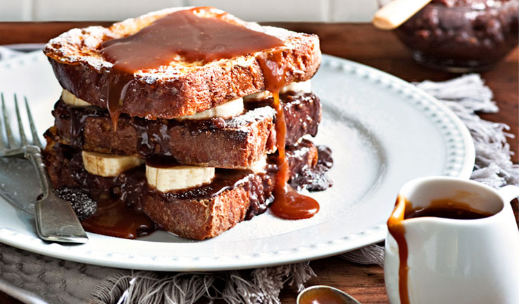 Banana French Toast with Chocolate & Salted Caramel