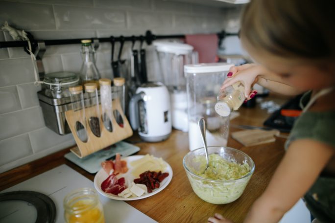 children, cooking, working 