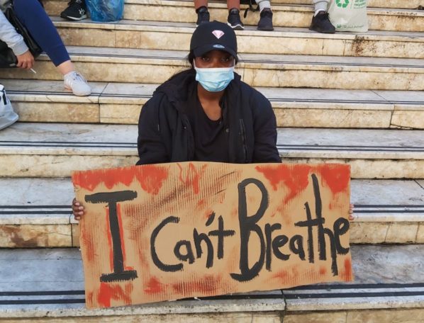 A protester at the BLM march