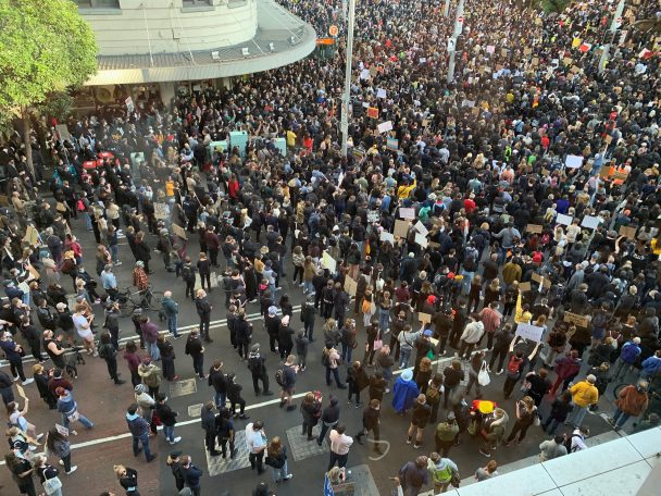 Crowd at BLM March in Sydney today