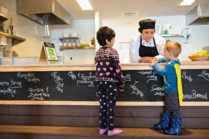 Children with chef 