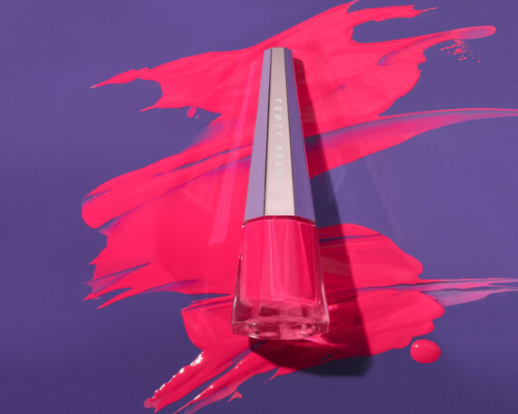 Bright pink lipstick fenty