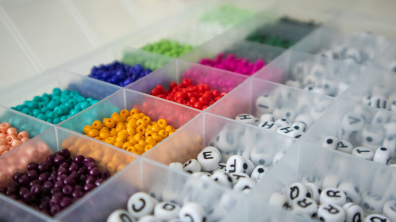 box of colourful beads